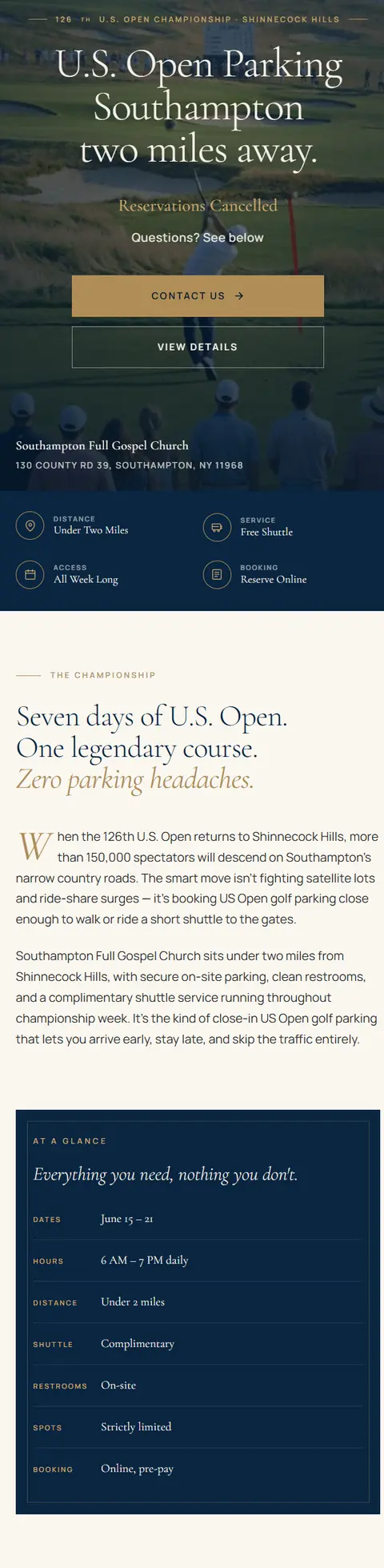 The Southampton Golf Parking website